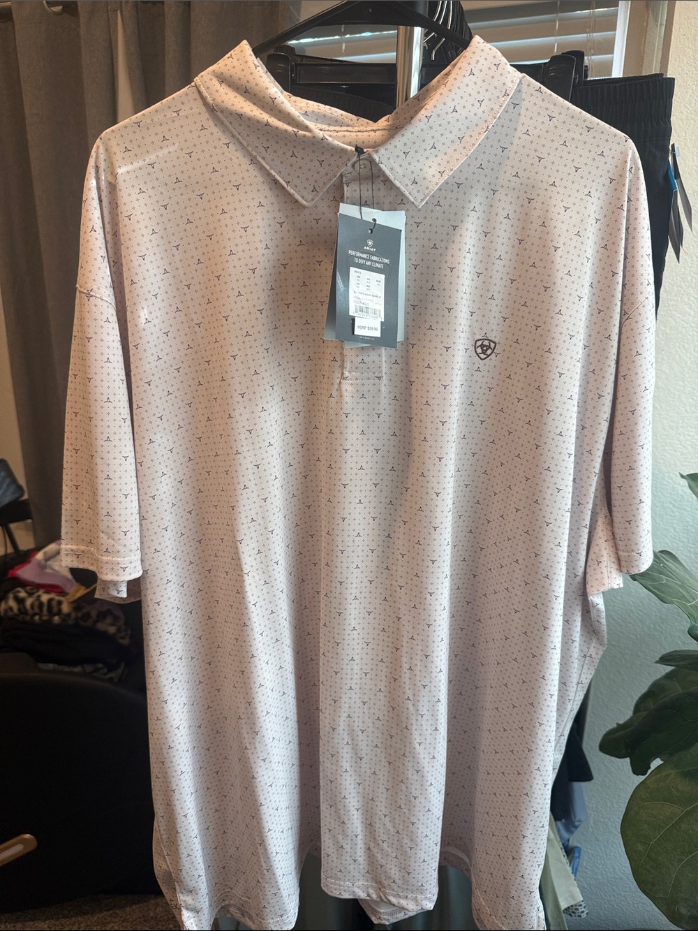 Ariat Men's Pale Pink Micro-Print Polo